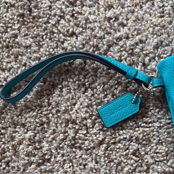 Coach Teal Wallet With Cherry Charm - Picture 3 of 12